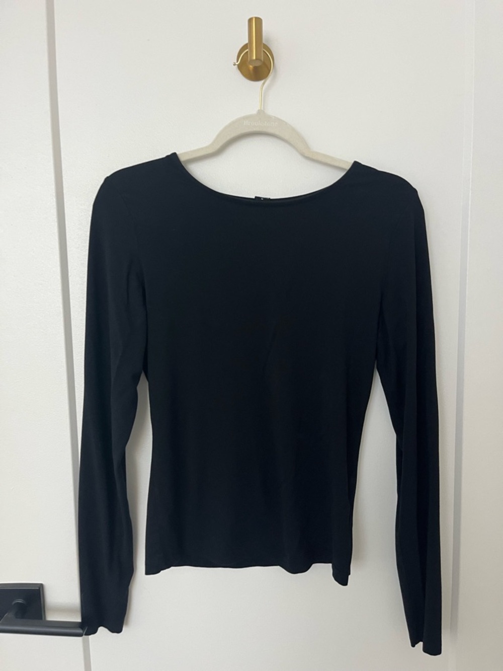 Essential Black Long-Sleeve Crewneck Top